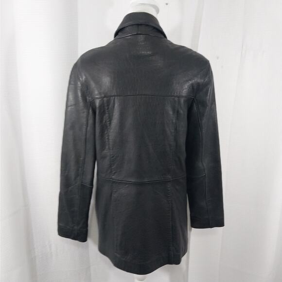 CHARLES KLEIN! SLEEK, CHIC BLACK GENUINE LEATHER TAILORED JACKET, COAT! SZ M - Picture 7 of 12